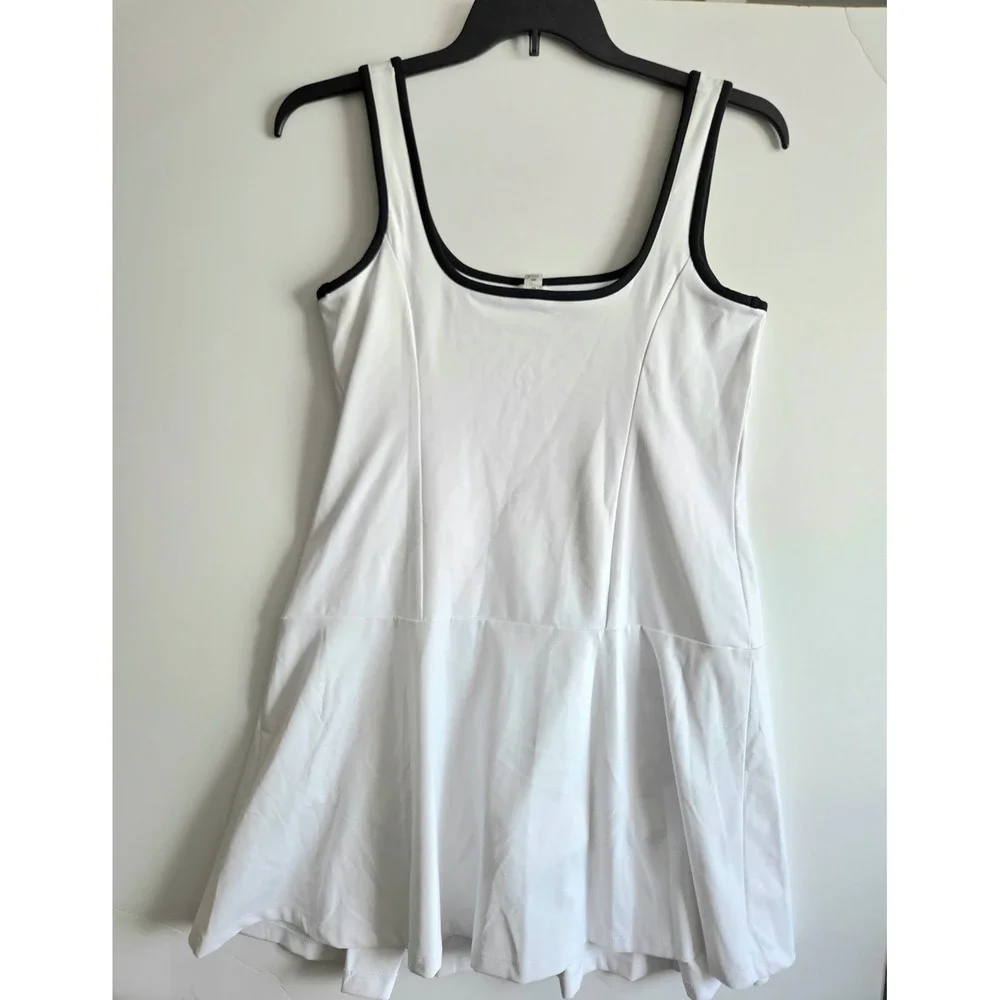 J.Crew Women White Black Trim Pleated Tennis Dress CG043 Size M NWT